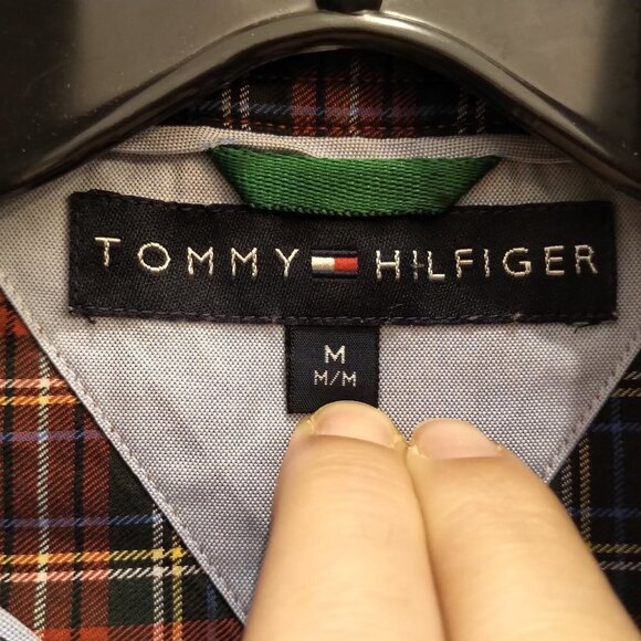 🍉2/40🍉Vintag Tommy Hilfiger Men's Shirt Red Plaid Long Sleeves Button up Shirt - Picture 10 of 16